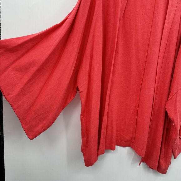 Maggie Barnes Flax Blend Open Front Blazer Jacket Size 30W Coral Pink Relaxed - Picture 3 of 9